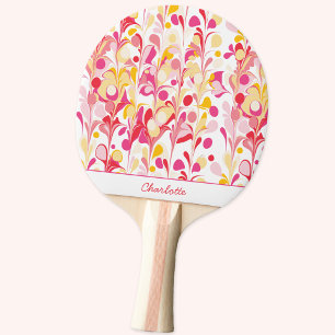 Abstract Retro Marmeren Patroon Roze Gepersonalise Tafeltennisbatje