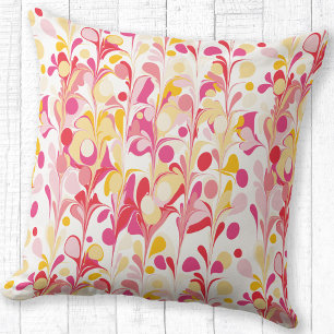 Abstract Retro Marmeren Patroon Roze Rood Geel Kussen
