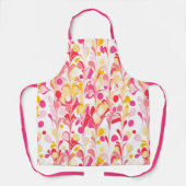 Abstract Retro Marmeren Patroon Roze Rood Geel Schort (Voorkant)