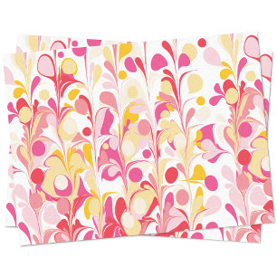 Abstract Retro Marmeren Patroon Roze Rood Geel Tissuepapier