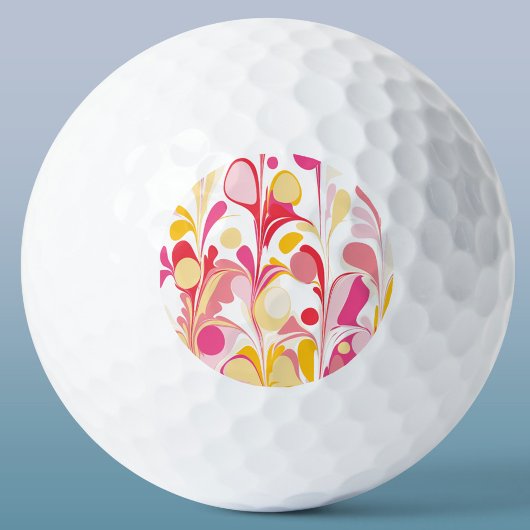 Abstract Retro Marmerpatroon Roze Rood Geel Golfballen