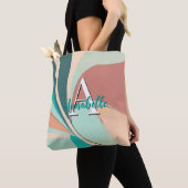 Abstract Retro Modern Peach Rust Blauwgroen Monogr Tote Bag (Dichtbij)