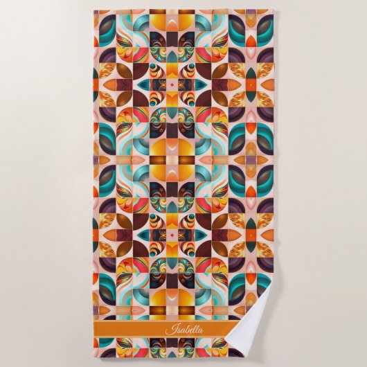 Abstract Retro Modern Squares Collectie Strandlaken (Voorkant)