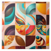 Abstract Retro Modern Squares Collectie Tegeltje (Voorkant)