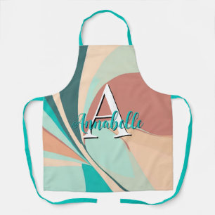 Abstract Retro Moderne Perzik Roest Teal Monogram Schort
