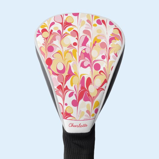 Abstract Retro Patroon Roze Gepersonaliseerd Golfheadcover