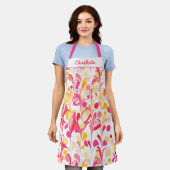 Abstract Retro Patroon Roze Gepersonaliseerd Schort (Gedragen)