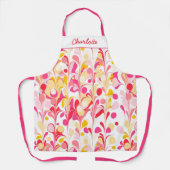 Abstract Retro Patroon Roze Gepersonaliseerd Schort (Voorkant)