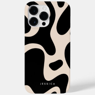 Abstract Retro Patroon Zwart en Beige Case-Mate iPhone 14 Pro Max Hoesje