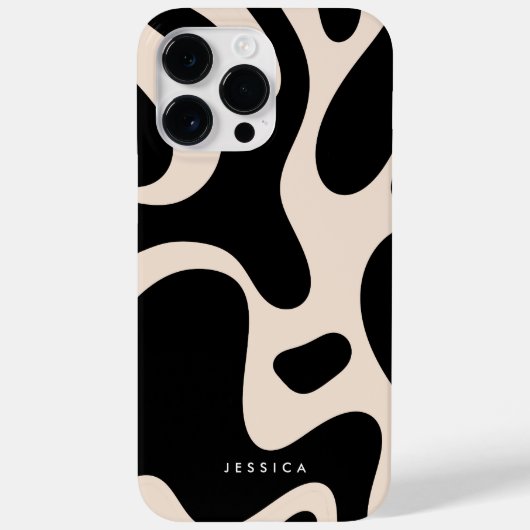 Abstract Retro Patroon Zwart en Beige Case-Mate iPhone Case (Achterkant)