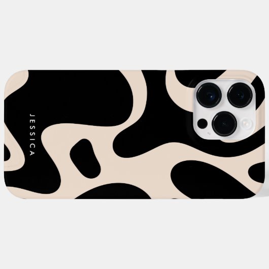 Abstract Retro Patroon Zwart en Beige Case-Mate iPhone Case (Achterkant (horizontaal))