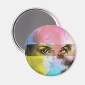 Abstract Retro Pop Art, Ronde Magneet (Voorkant / Achterkant)