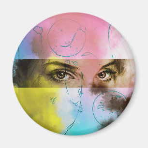 Abstract Retro Pop Art, Ronde Magneet
