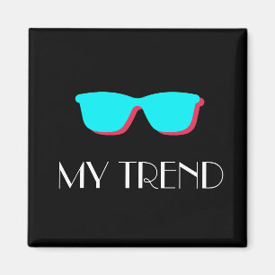 Abstract Retro Pop Art - Turquoise & Roze Brillen Magneet