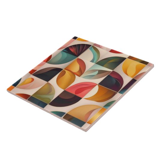 Abstract Retro Popular Squares Collectie Tegeltje (Zijkant)