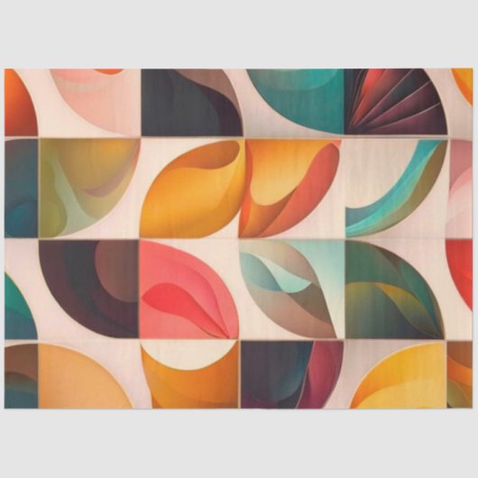 Abstract Retro Popular Squares Collectie Tissuepapier (Voorkant)