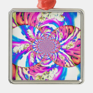 Abstract retro roze bloemmotief mandala roze orchi metalen ornament
