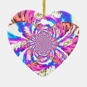 Abstract retro roze bloemrijke mandala roze orchid keramisch ornament
