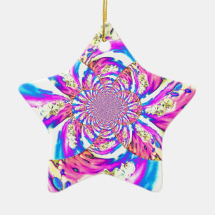 Abstract retro roze bloemrijke mandala roze orchid keramisch ornament