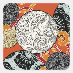 Abstract Retro Spiraalpatroon met Japanse Vibe Vierkante Sticker