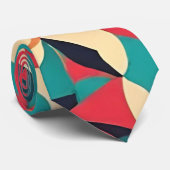 Abstract Retro Style geometrisch patroon - Blauwgr Stropdas (Opgerold)