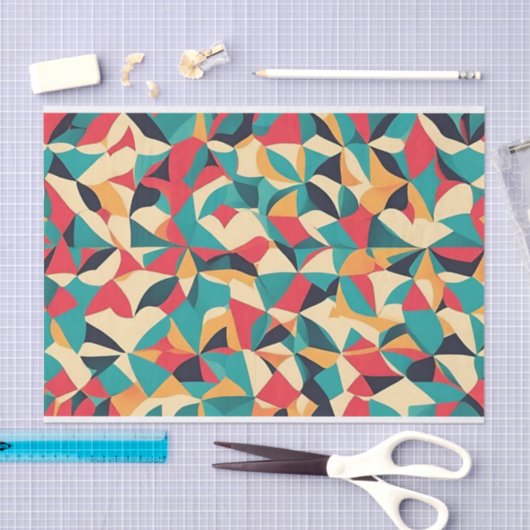 Abstract Retro Style geometrisch patroon - Blauwgr Tissuepapier (Craft)