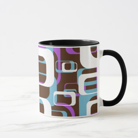 Abstract Retro Swingend 60s Geometrisch Patroon Mok (Rechts)