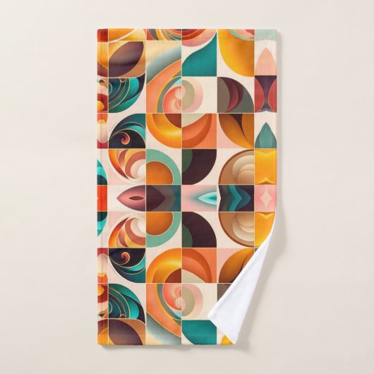 Abstract Retro Trendy Squares Collectie Bad Handdoek (Handdoek)
