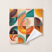 Abstract Retro Trendy Squares Collectie Bad Handdoek (Wasdoekje)