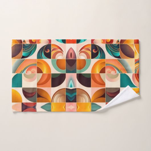 Abstract Retro Trendy Squares Collectie Bad Handdoek (Handdoek)