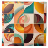 Abstract Retro Trendy Squares Collectie Tegeltje (Voorkant)