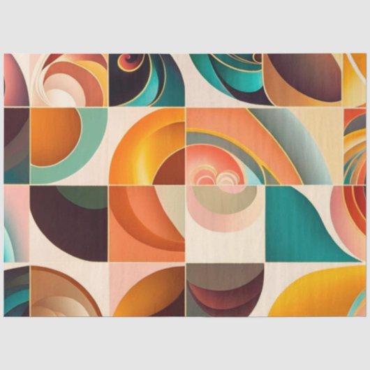 Abstract Retro Trendy Squares Collectie Tissuepapier (Voorkant)