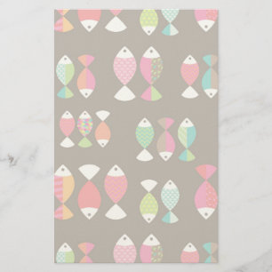 Abstract retro vissen onderwaterpatroon 2 briefpapier