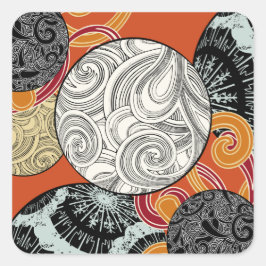 Abstract Retro Wervelpatroon met Japanse Vibe Vierkante Sticker