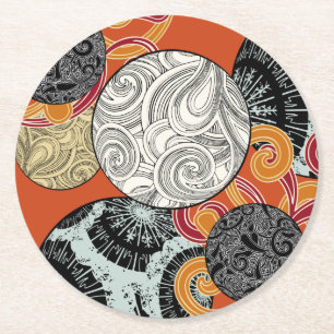 Abstract Retro Wervelpatroon Ronde Kartonnen Onderzetter