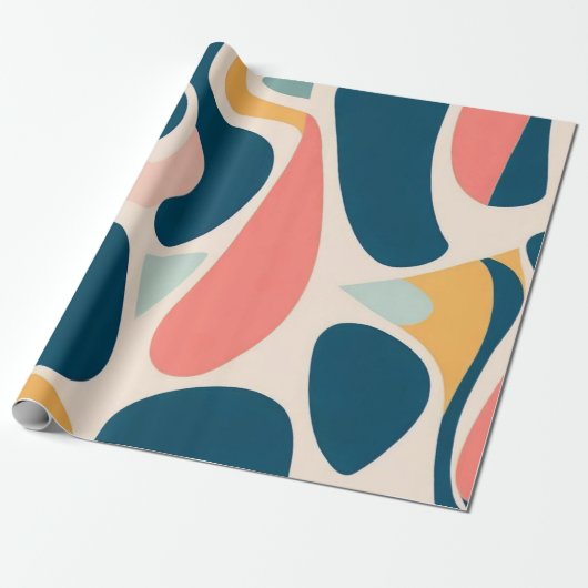Abstract Retrofpatroon Cadeaupapier (Uitgerold)