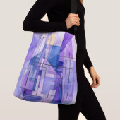 Abstract Retrofuturisme in tinten van Violet Crossbody Tas (Dichtbij)