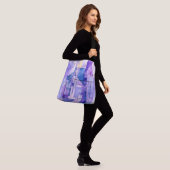 Abstract Retrofuturisme in tinten van Violet Crossbody Tas (Op model)