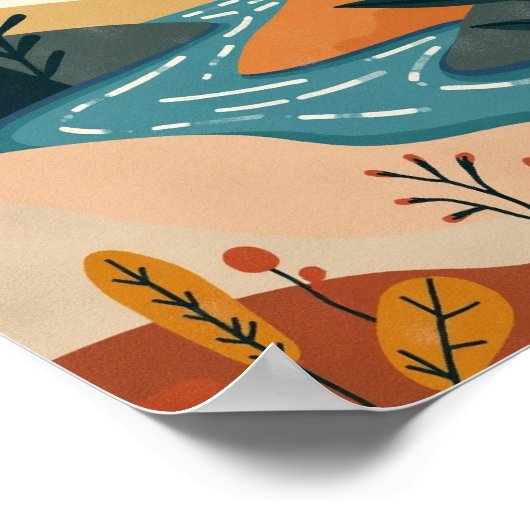 Abstract rivierlandschap poster (Hoek)