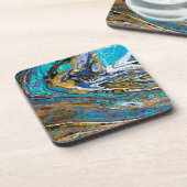 Abstract rivierwater en stenen bier onderzetter (Linkerzijde)