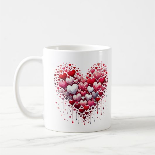 Abstract Rode Hart Liefde Spetterende Romantische  Koffiemok (Links)