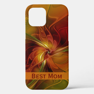Abstract Rode Oranje Bruin Groen Bloem Beste mama Case-Mate iPhone Case