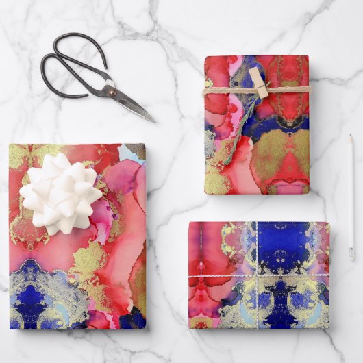 Abstract Rode Paars Inpakpapier Vel (Voorkant)