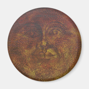 Abstract roestbruin Face of the Sun-magneet Magneet