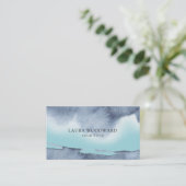 Abstract rokerig blauw en groen sereen Visitekaart Visitekaartje (Staand voorkant)