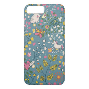 Abstract romantisch patroon met cartoon 	iPhone 8/7 plus hoesje