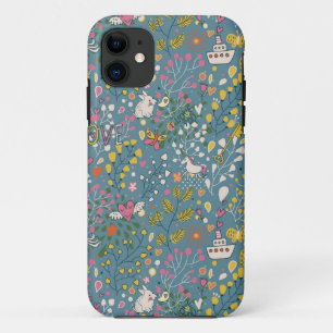 Abstract romantisch patroon met cartoon iPhone 11 hoesje