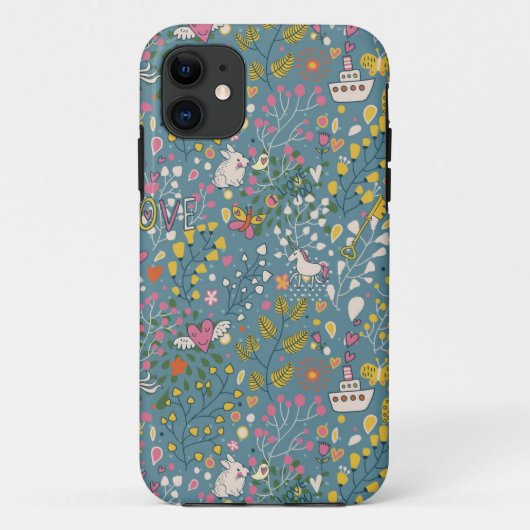 Abstract romantisch patroon met cartoon Case-Mate iPhone case (Achterkant)
