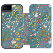 Abstract romantisch patroon met cartoon incipio iPhone portemonnee hoesje (Agenda Open)
