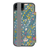 Abstract romantisch patroon met cartoon incipio iPhone portemonnee hoesje (Agenda Achterkant)